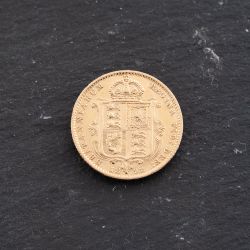 Second Hand 22ct Yellow Gold 1892 Queen Victoria Shield Back Half Sovereign Coin 47011199