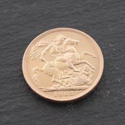 Second Hand 22ct Yellow Gold 1903 King Edward Full Sovereign Coin 47021296