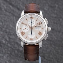 Second Hand Montblanc Mens Star Legacy Cream Dial Leather Strap Watch 126080