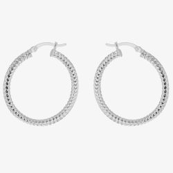 Sterling Silver 30mm Diamond-Cut Hoop Earrings 8.51.2389