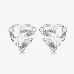 Sterling Silver Crystal Heart Stud Earrings 8.57.7129