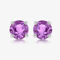 Sterling Silver 5mm Purple Crystal Stud Earrings 8.57.7469