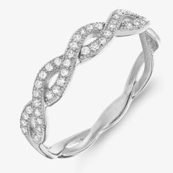 Sterling Silver Crystal Crossover Ring 8.84.8819