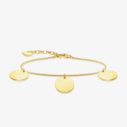 THOMAS SABO Gold Plated Plain Three Discs Charm Bracelet A1961-413-39-L19V