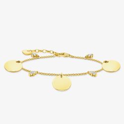 THOMAS SABO Gold Plated Three Discs Cubic Zirconia Charm Bracelet A1962-414-39-L19V