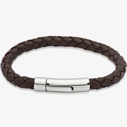 Unique Mens Dark Brown Braided Leather Bracelet A40DB