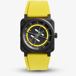 Bell & Ross Mens Limited Edition Helipad Yellow Rubber Strap Watch BR03A-HE-CE/SRB