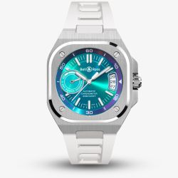 Bell & Ross Mens BR-X5 Iridescent White Rubber Strap Watch BRX5R-IRS-ST/SRB