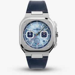 Bell & Ross Mens Limited Edition BR-05 Chrono Patrouille De France Leather Strap Watch BR05C-PAF-ST/SCA