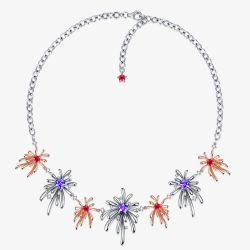 Fei Liu Carpe Diem Silver Rose Gold Plated Crystal Flower Necklace CAR-925R-102-SWCZ