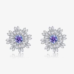 Fei Liu Carpe Diem Silver Crystal Flower Burst Stud Earrings CAR-925R-207-SWCZ