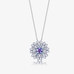 Fei Liu Carpe Diem Silver Crystal Flower Burst Large Pendant CAR-925R-308-SWCZ