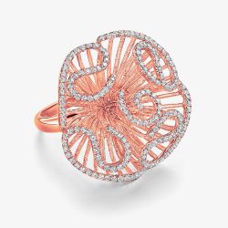 Fei Liu Cascade 18ct Rose Gold Plated Cubic Zirconia Flower Ring CAS-925P-002-CZ00