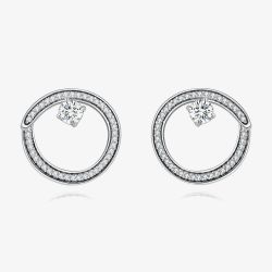 Fei Liu Iridiana Silver Cubic Zirconia Swirl Earrings CIR-925R-201-CZ00