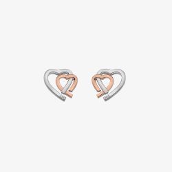 Hot Diamonds Silver & Rose Gold Plated Warm Heart Earrings DE532