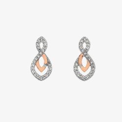 Hot Diamonds Silver & Rose Gold Plated Harmony White Topaz Earrings  DE608