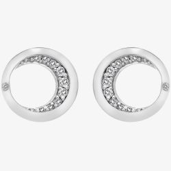 Hot Diamonds Celestial Sterling Silver White Topaz Moon Stud Earrings DE686