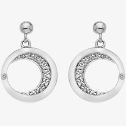 Hot Diamonds Celestial Sterling Silver White Topaz Moon Dropper Earrings DE687
