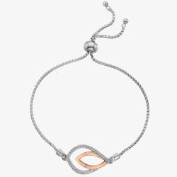 Hot Diamonds Silver Rose Gold Plated Harmony White Topaz Bracelet DL591