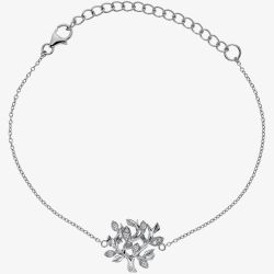 Hot Diamonds Nurture Sterling Silver White Topaz Tree Bracelet DL643
