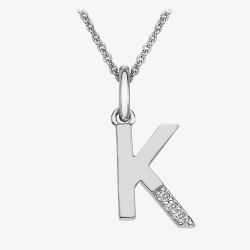 Hot Diamonds Sterling Silver Diamond 'K' Pendant Necklace DP411