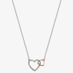 Hot Diamonds Silver & Rose Gold Plated Togetherness Open Heart Pendant DP732
