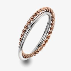Hot Diamonds Unity Rose Gold and Silver Double Band Ring (O) DR211/O