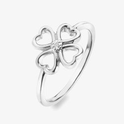 Hot Diamonds Lucky In Love Clover Hearts Ring DR215