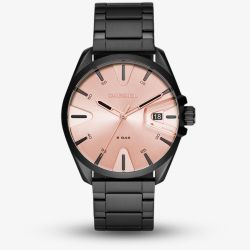 Diesel MS9 Rose Gold Dial Black Bracelet Watch DZ1904