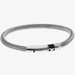 Emporio Armani Mens Essential Silver Tone Braided Bracelet EGS1623040