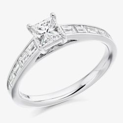 Platinum Princess-Cut 1.05ct Diamond-Shoulder Engagement Ring (M) ENG3342