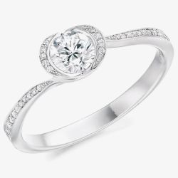 Platinum Diamond-Shoulder Twist Halo Engagement Ring (M) ENG4568