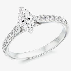 Platinum Marquise-Cut Diamond-Shoulder Engagement Ring (L) ENG6980