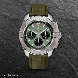 Ex-Display Breitling Avenger B01 Chronograph 44 Green Leather Strap Watch AB0147101L1X1