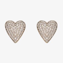 9ct Yellow Gold Diamond Pave Heart Stud Earrings GE2357