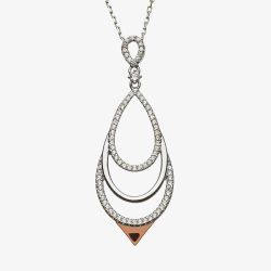 House Of Lor Silver Rose Gold Cubic Zirconia Open Tear Drop Pendant H-40032