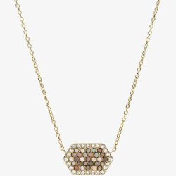 Fossil Val Holiday Sparkles Gold Tone Hexagon Necklace JF03864710