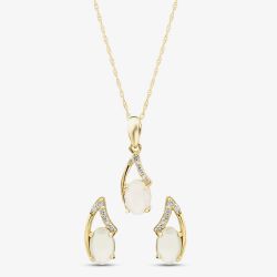 9ct Yellow Gold Opal & Diamond Jewellery Set RJE04811 & RJP04810