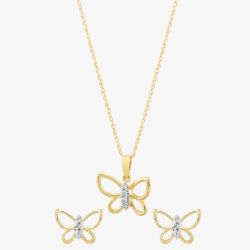 9ct Yellow Gold Diamond Butterfly Jewellery Set THP43041-05 (YG) & THE39305-05 (YG)