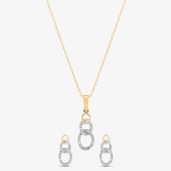 9ct Yellow Gold Diamond Open Circles Jewellery Set THP43040-08 (YG) & THE31107-15 (YG)