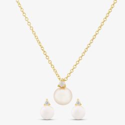 9ct Yellow Gold Pearl & Cubic Zirconia Jewellery Set 1.13.7604 & 1.59.1886