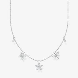THOMAS SABO Sterling Silver White Cubic Zirconia Flower Necklace KE2100-051-14