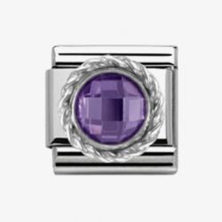 Nomination CLASSIC Silvershine Round Purple Cubic Zirconia Charm 330601/001