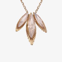 Sparkle Three Large Champagne Crystal marquise Necklet N224 GOLD