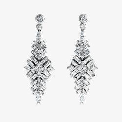 18ct White Gold 2.32ct Diamond Cluster Dropper Earrings LG201-EA-PR