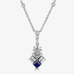 18ct White Gold Jazz Diamond and Sapphire 1.23ct Necklace LG201/NA(BS)