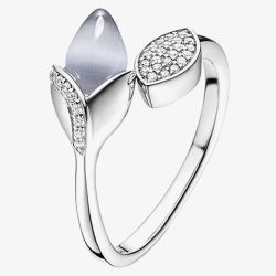 Fei Liu Silver Magnolia With Leaf Ring MAG-925R-001-CEGY