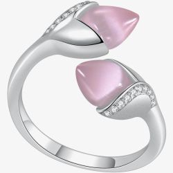 Fei Liu Magnolia Double Stone Open Ring MAG-925R-002-CEPK