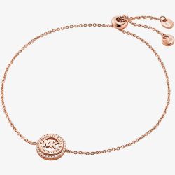 Michael Kors Ladies Premium Rose Gold Plated Cubic Zirconia Circle Logo Bracelet MKC1383AN791