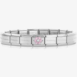 Nomination CLASSIC Composable Silver Cubic Zirconia Pink Flower Bracelet 030000 + 330322/03